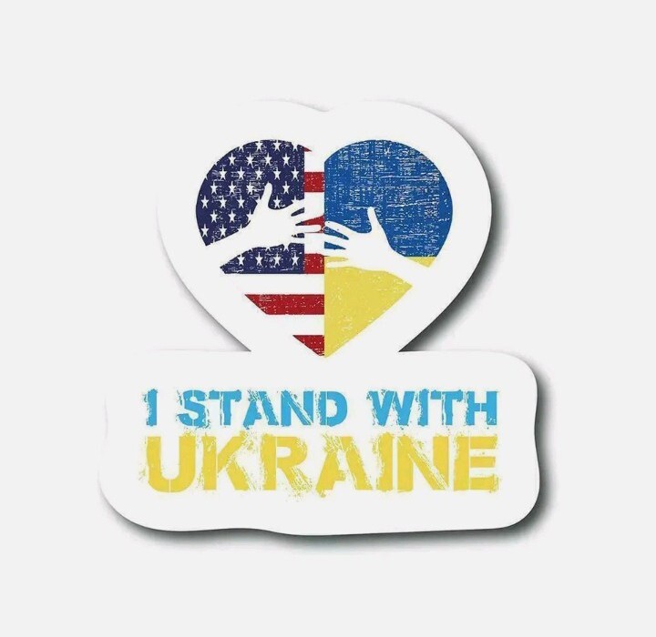 I Stand With Ukraine Ukrainian Heart Flag Anti War Paper Sticker