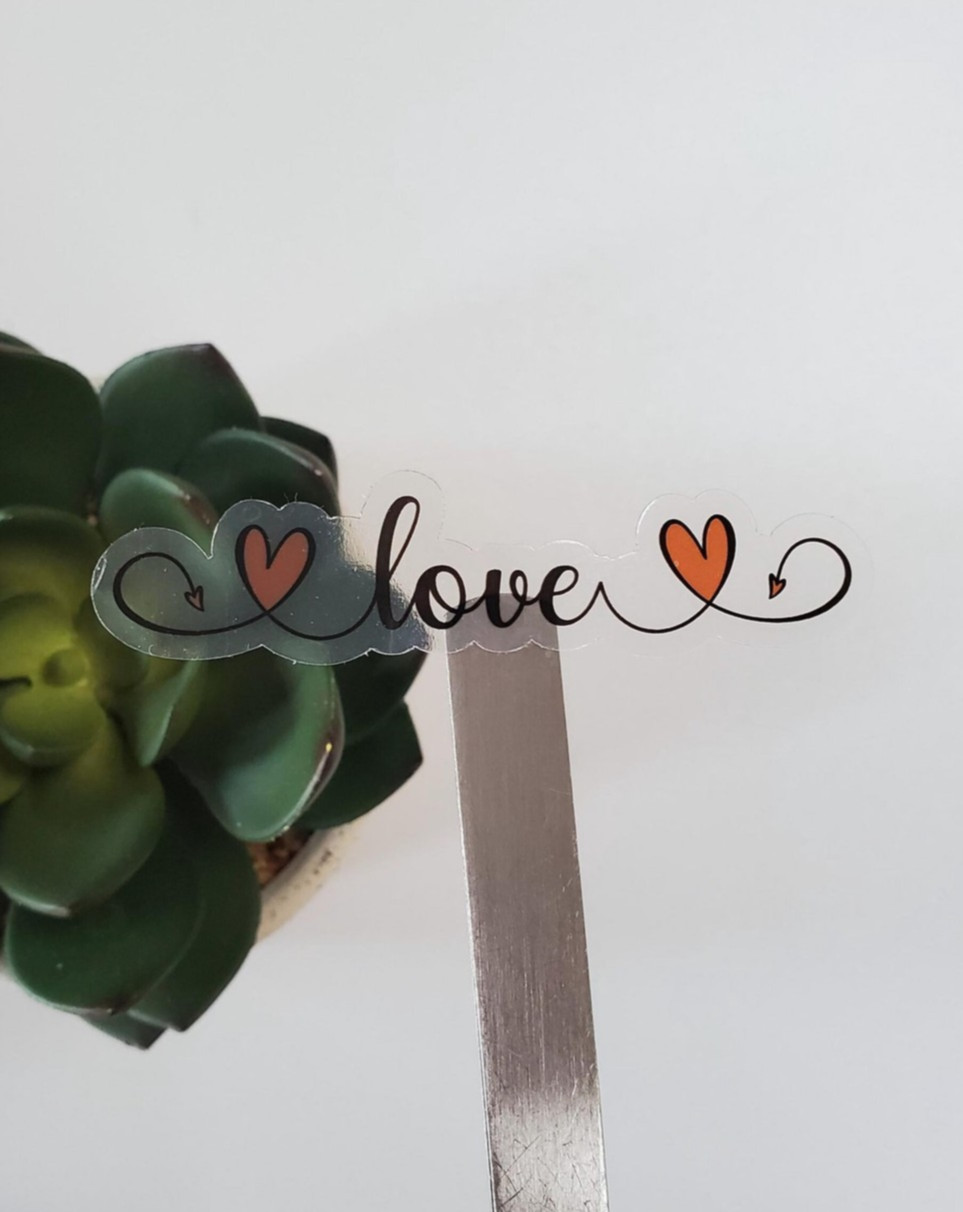 Small Love Text Clear Transparent Vinyl Glossy Sticker