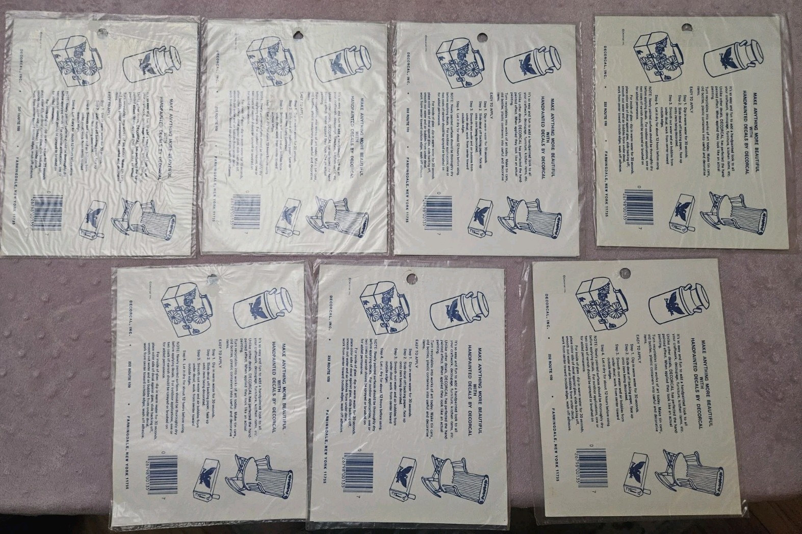 Vtg Hand Painted Decals By Decoral Owl Bird Flower Duck Swan Pineapple Lot Of 7