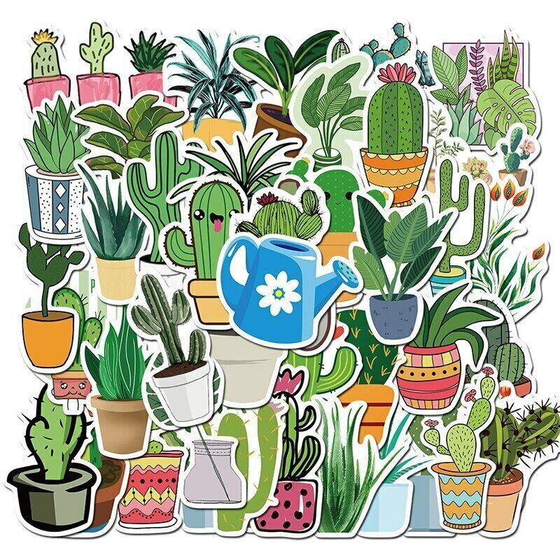 Plants VINYL Stickers [B] CACTUS Succulents ~ Potted Flowers ~ Waterproof Decals