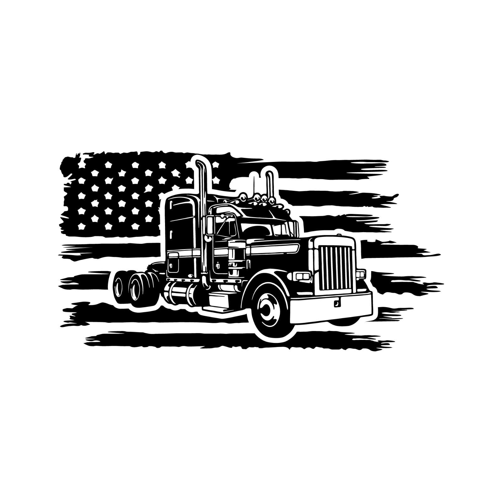 Distressed American Flag Semi Truck USA Peterbilt 379 Freedom Decal Sticker