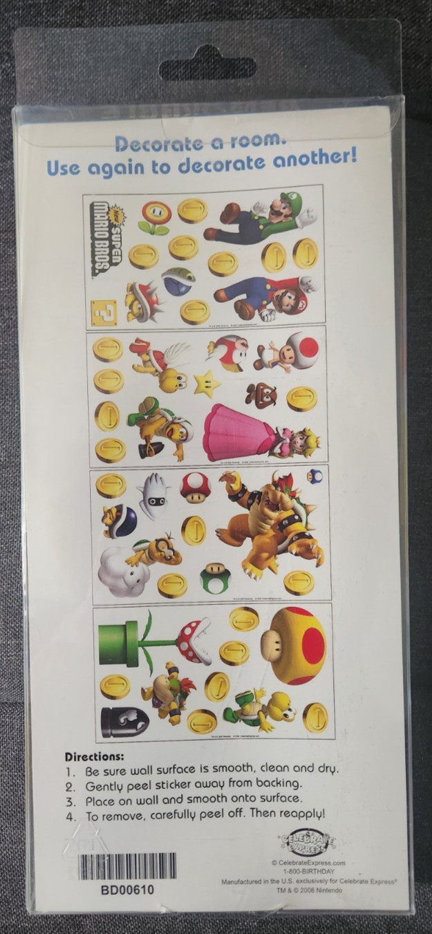 Super Mario Bros Removable Wall Stickers Decal Game Room Decals