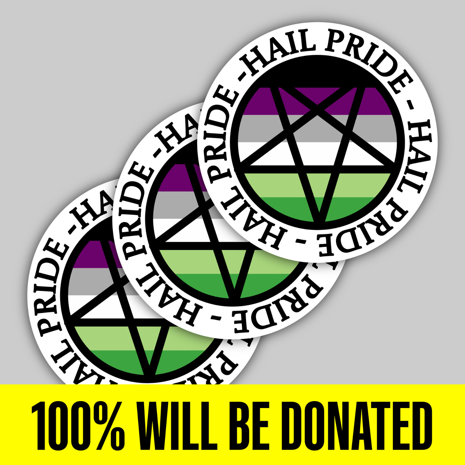 "Hail Pride!" 3 Aroace Satanic Sticker Pack (5 inches)
