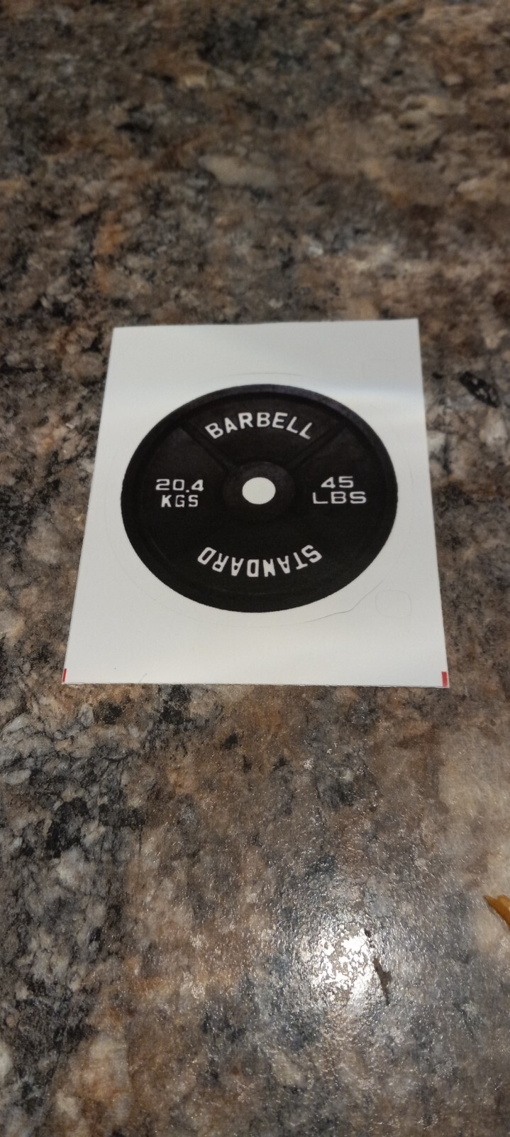 Standard Barbell 45 LBS (20.4 KGS) weightlifting sticker! 3.0 x 3.2