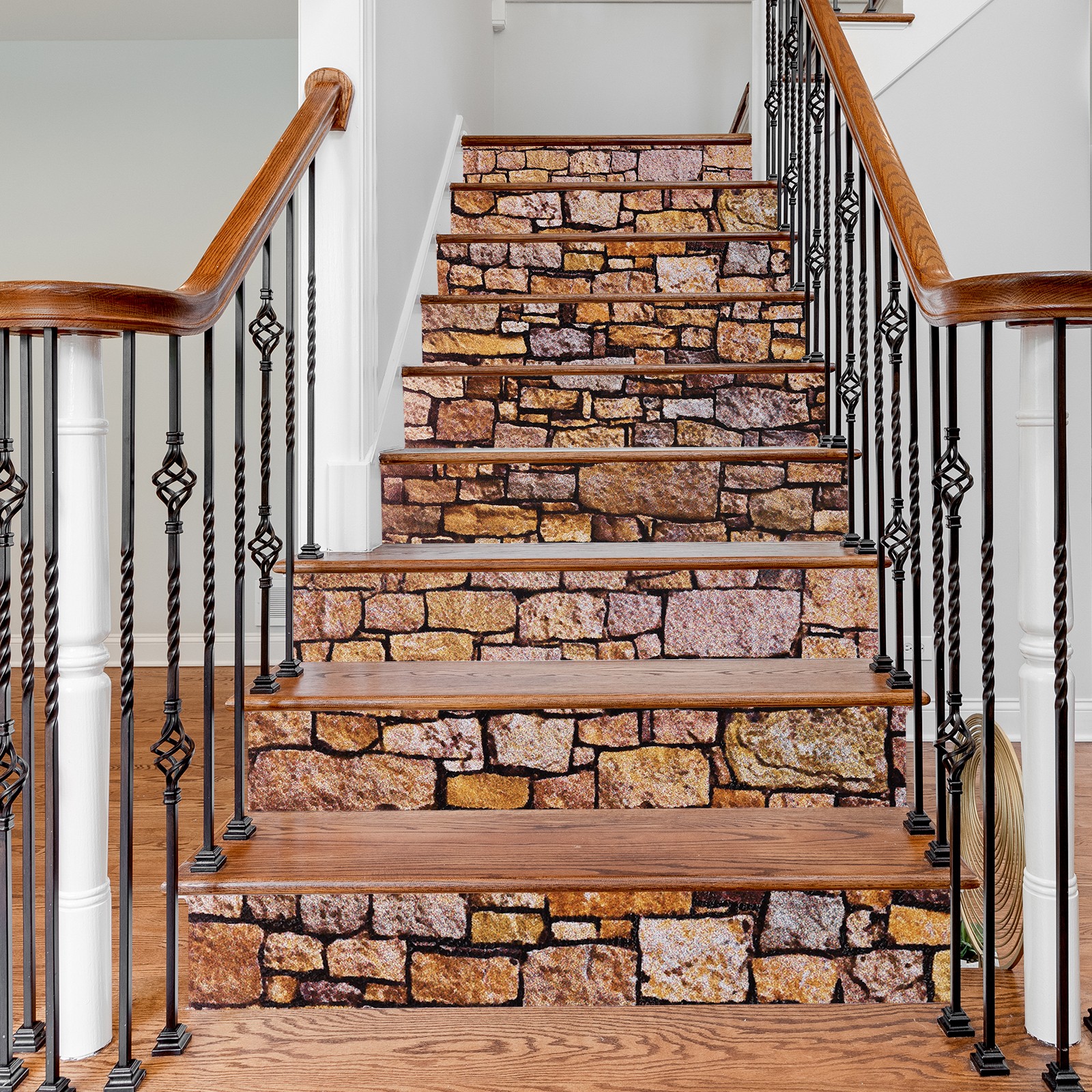 6 Packs Stair Stickers 39"x7" Self-Adhesive Staircase Decals Stone Pattern