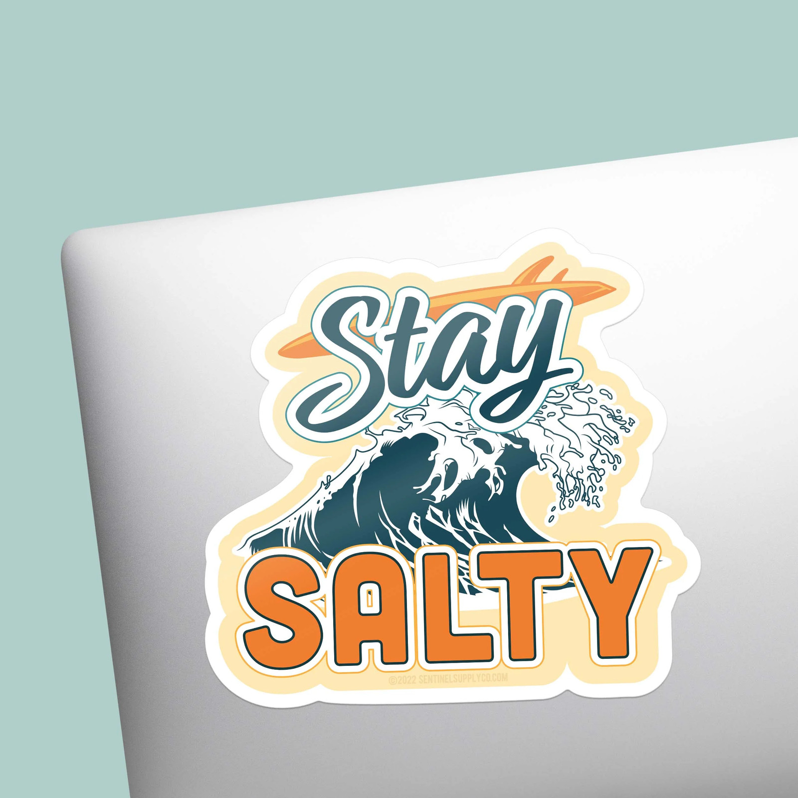 Stay Salty Surfing Sticker – Beach Decal for Laptop & Water Bottle
