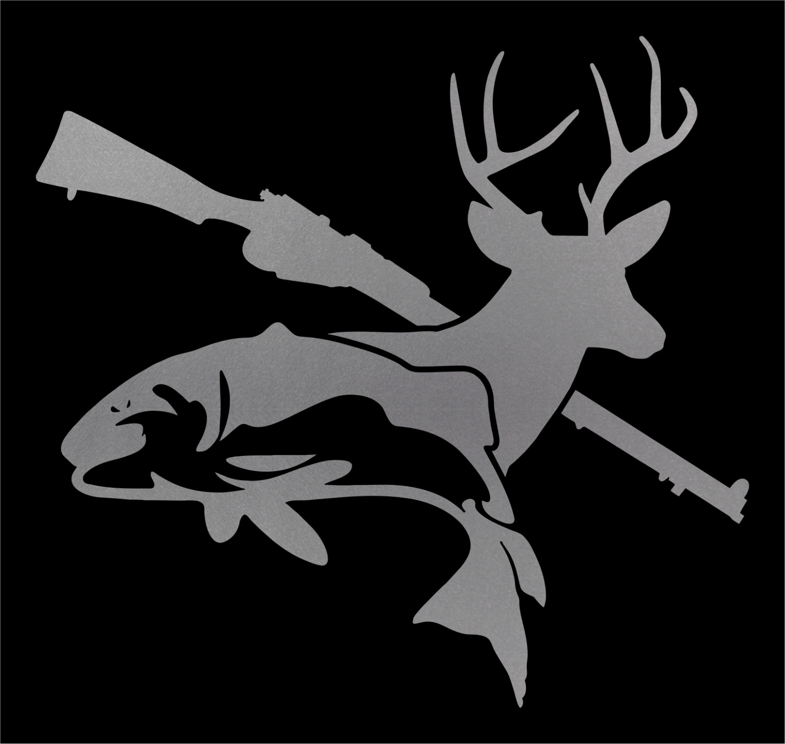 Fish Deer Gun Vinyl Decal Sticker Car Truck SUV Window Bumper Wall Laptop Tablet
