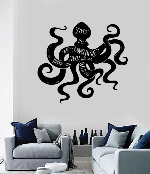 Wall Vinyl Decal Sea Animals Octopus Quote Words Motivation Phrase (n1578)