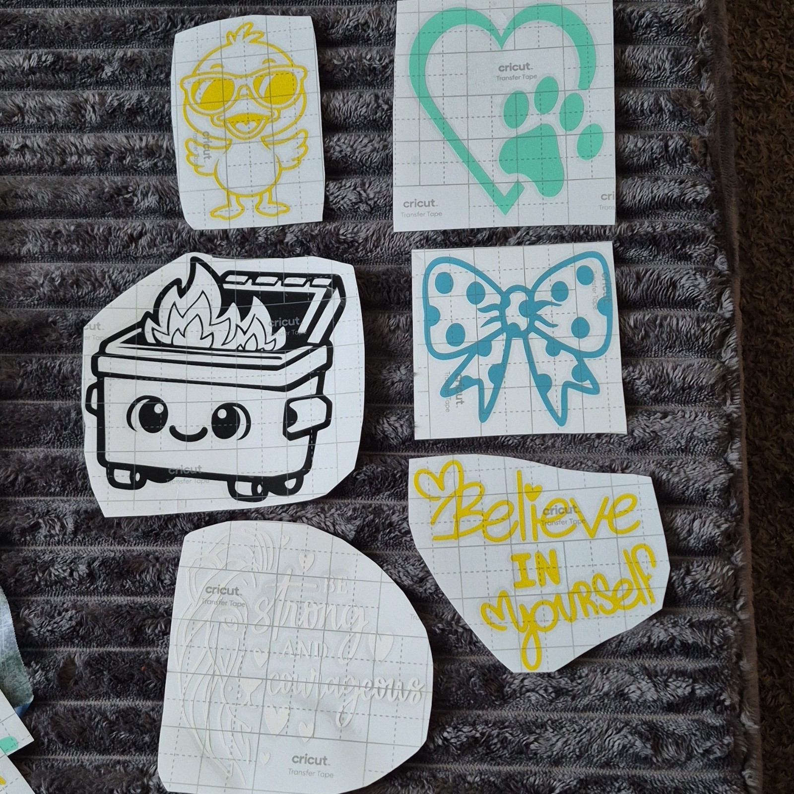 Cricut Multicolor Vinyl Decal Lot Chick Paw Print Bow Believe in Yourself Wall