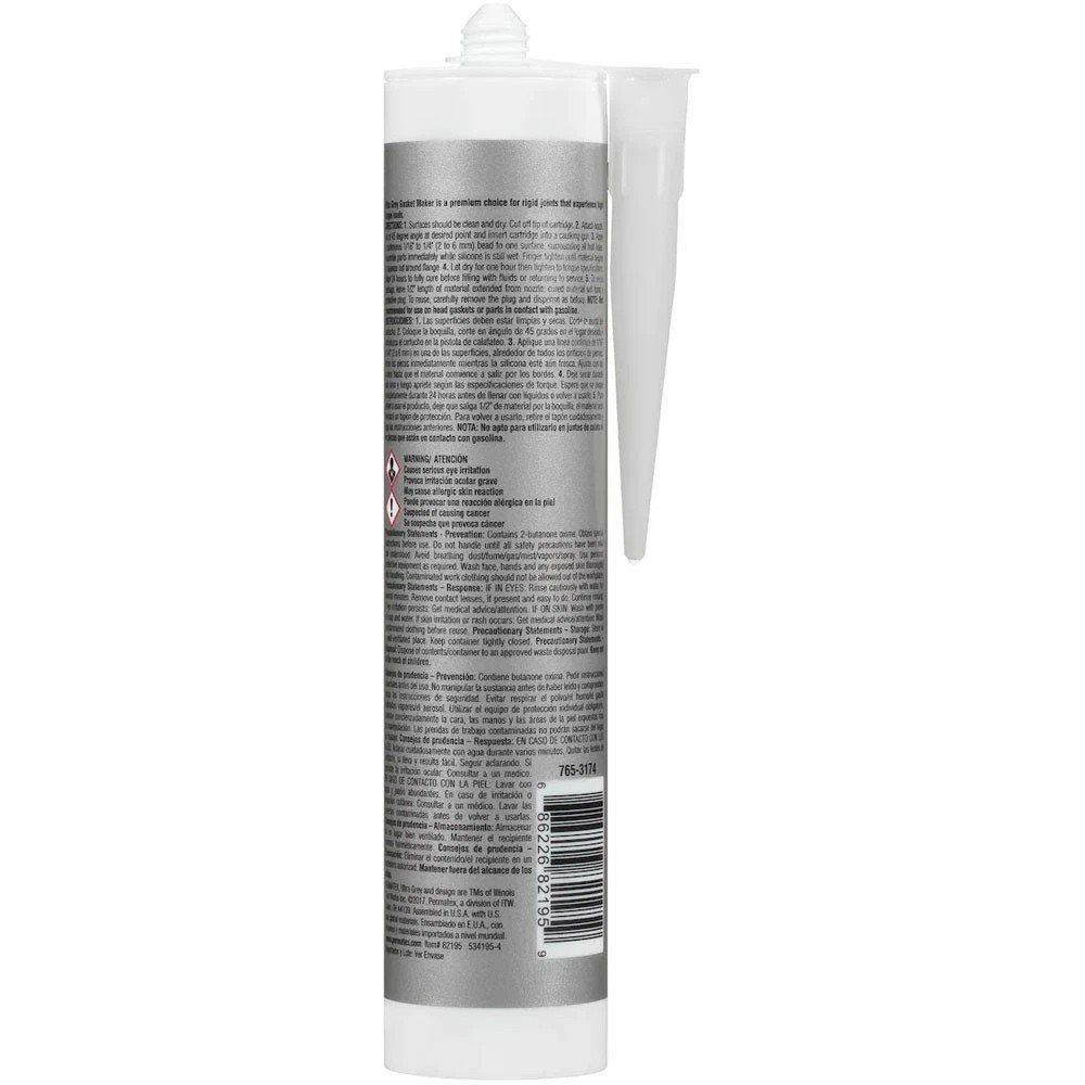 PERMATEX ULTRA GREY RIGID HIGH-TORQUE RTV SILICONE GASKET MAKER; 13 OZ.