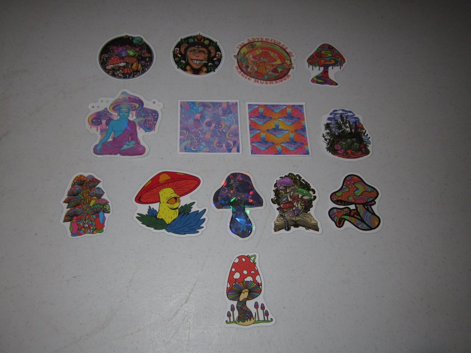 Lot Of 14 The Adventures Of Magic Mushroom Sticker ~ Funny Psychedelic GD Decals