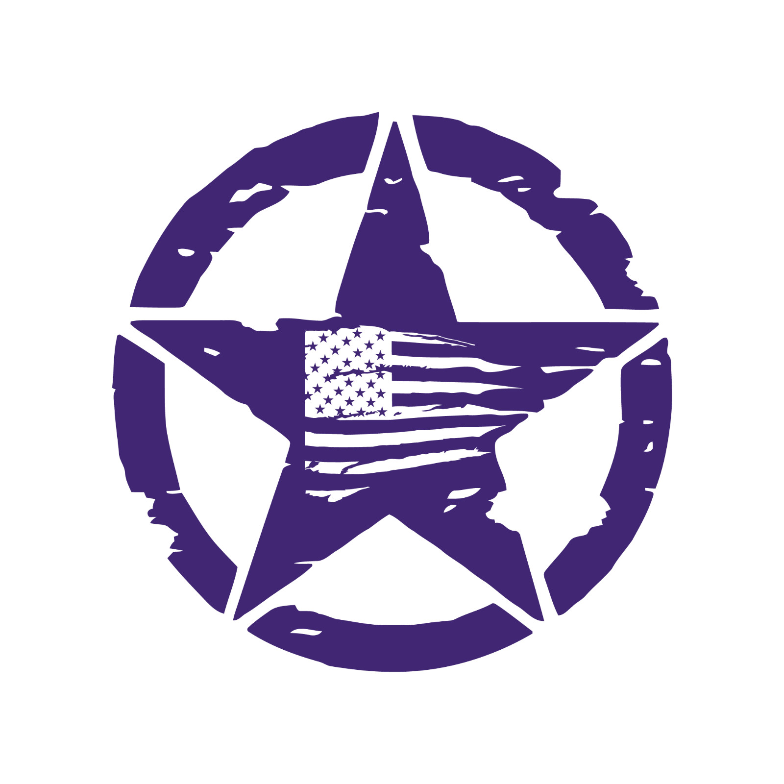 Distressed Army Star With Distressed US Flag Automotive Die Cut Decal Made USA