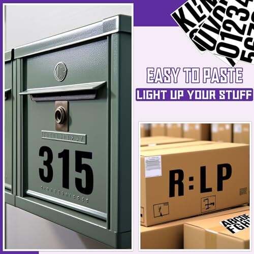 18 Sheets Large Letter Numbers Stickers, 4 Inch Waterproof Mailbox Numbers