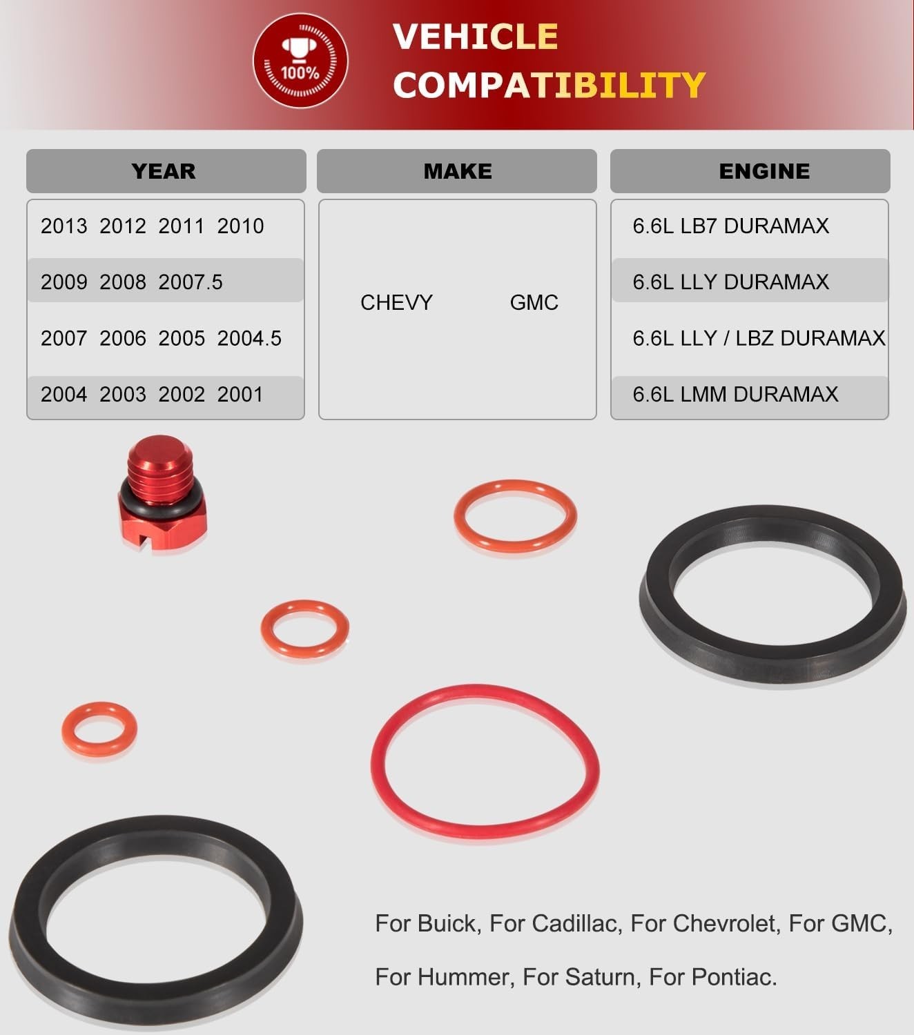 6.6L Duramax Fuel Filter Primer Rebuild Seal Kit Viton O-Rings Billet Bleeder Sc