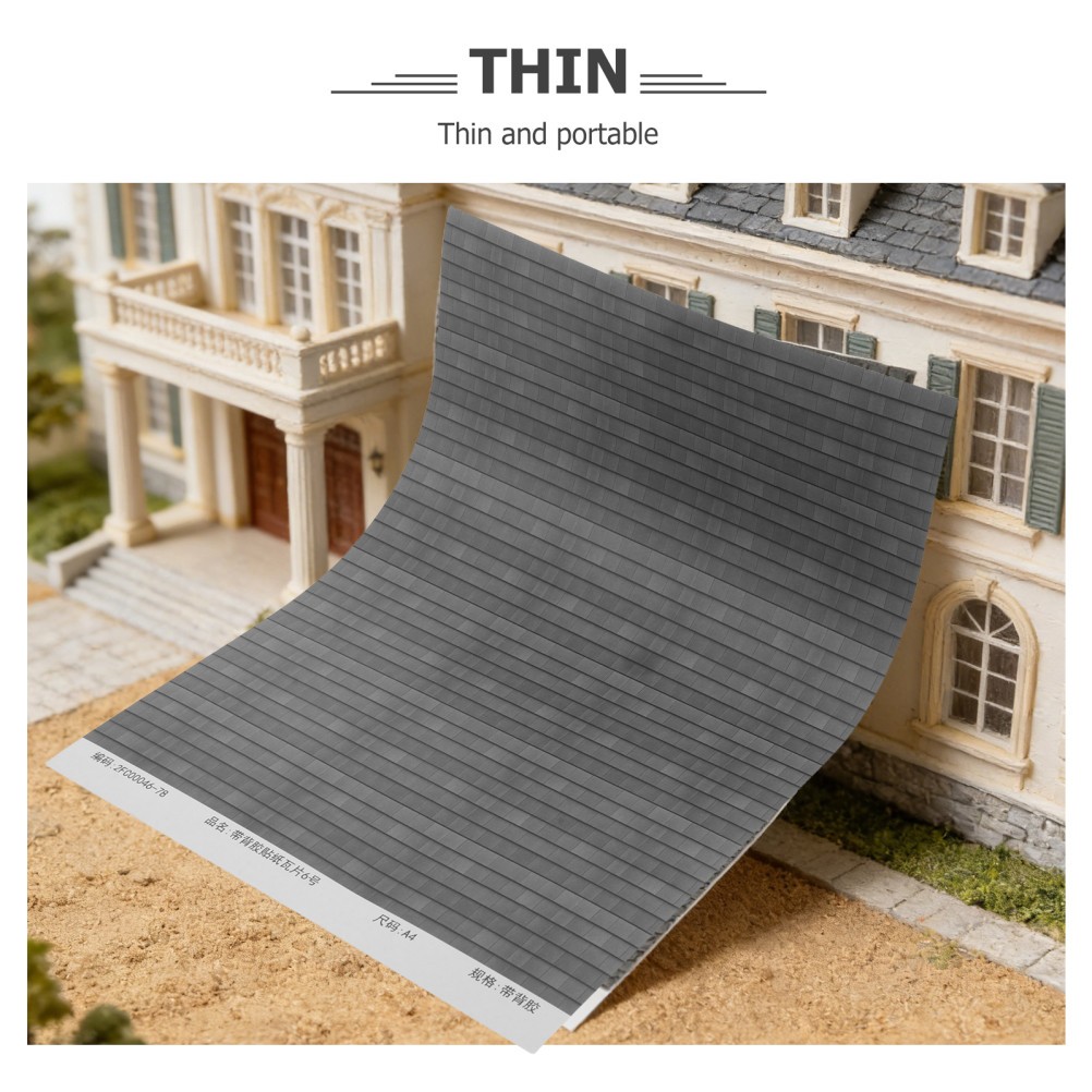 4 Sheets Simulation Tile Stickers Mini Dollhouse Roof Adhesive