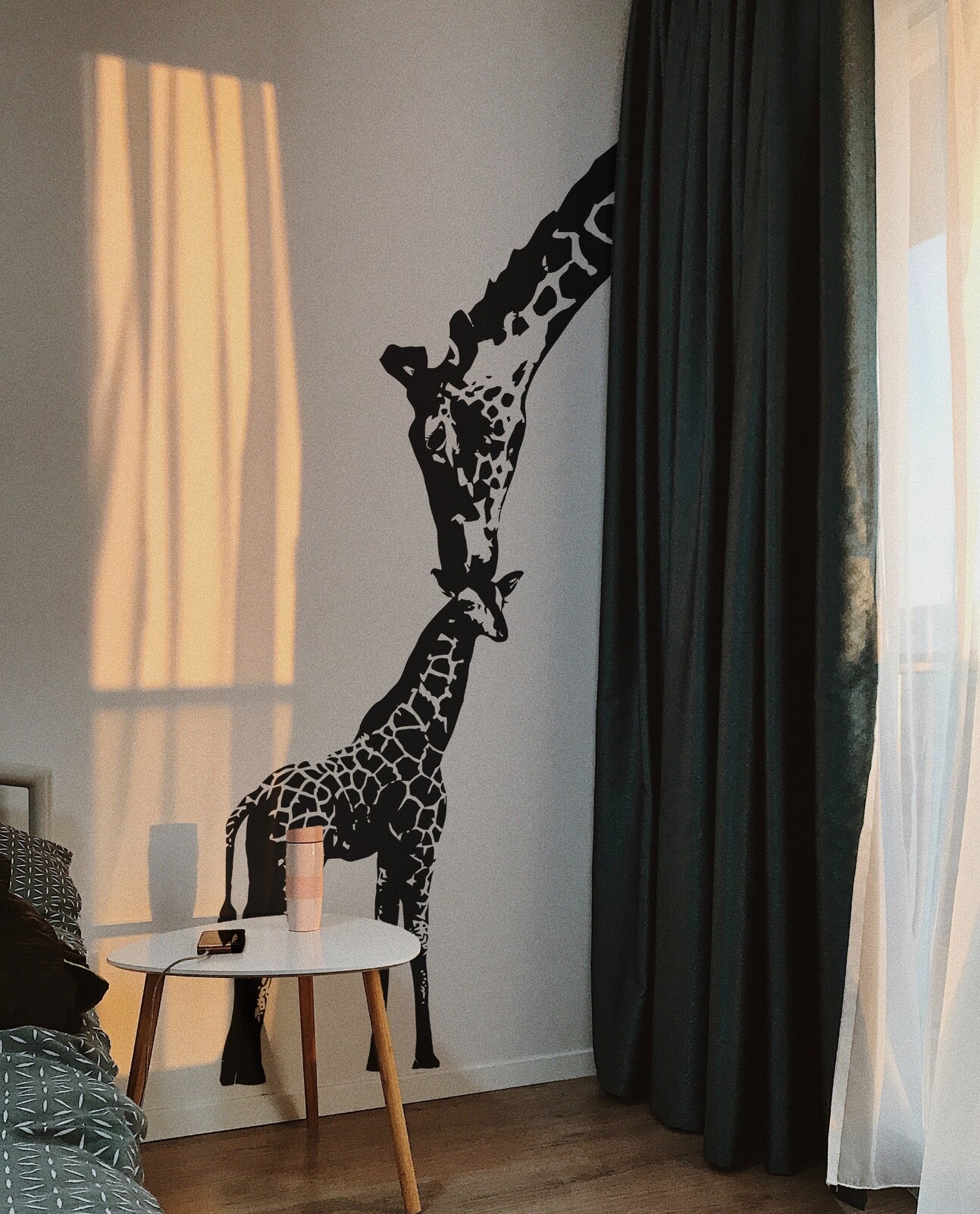 Baby Giraffe Decal Mother Giraffe Wall Decal Sticker. Africa Safari (Black) #384