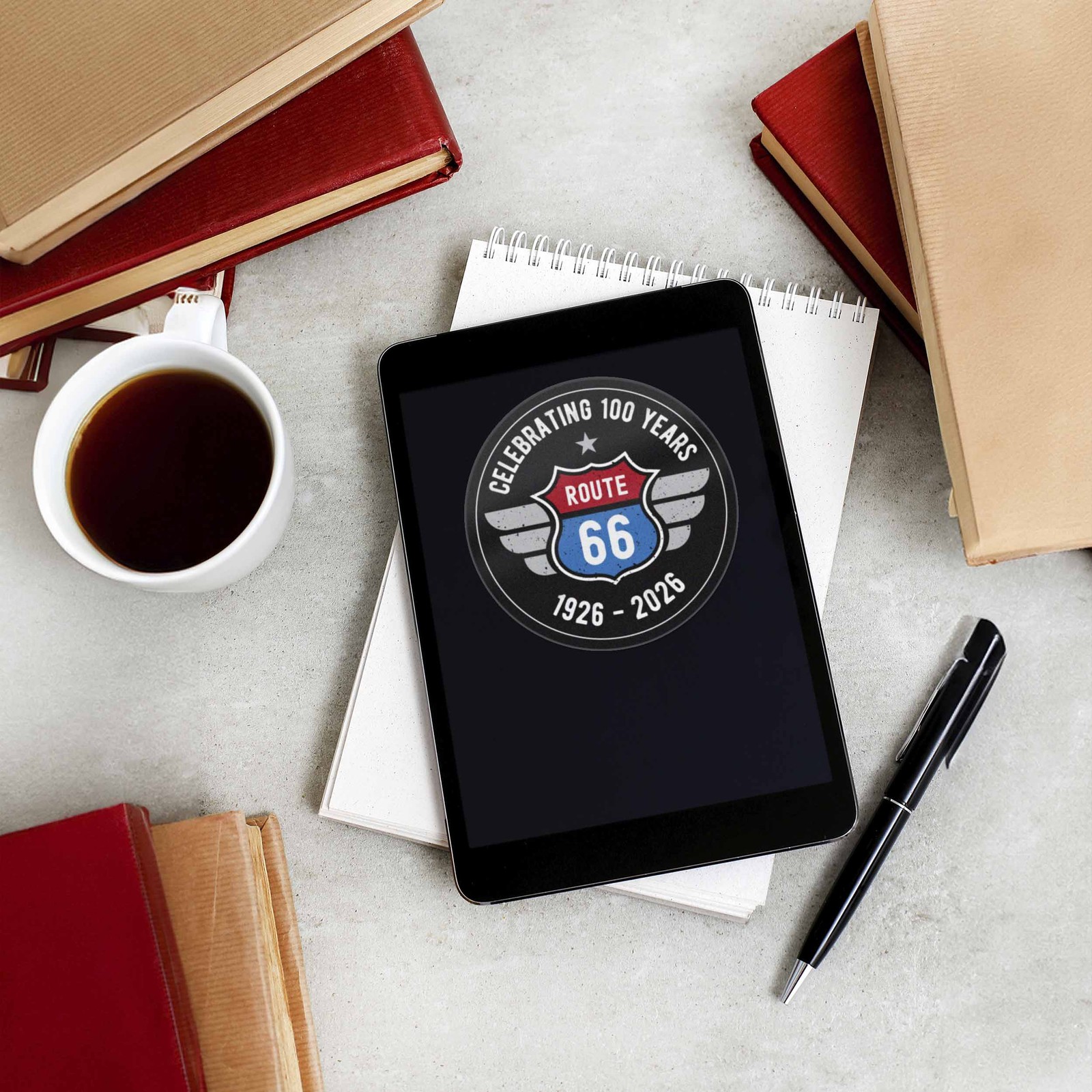 100th Anniversary Route 66 Sticker – Black Circle
