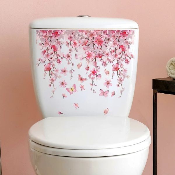 Bathroom Toilet Seat Lid Decal Butterfly Flower Wall Sticker Vinyl Home Decor