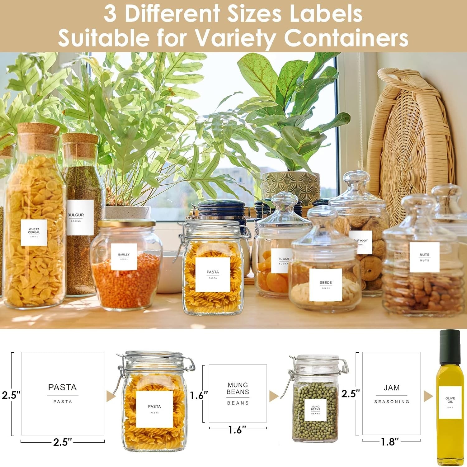 434 Pcs Minimalist Waterproof Kitchen Labels – Perfect for Home Organization