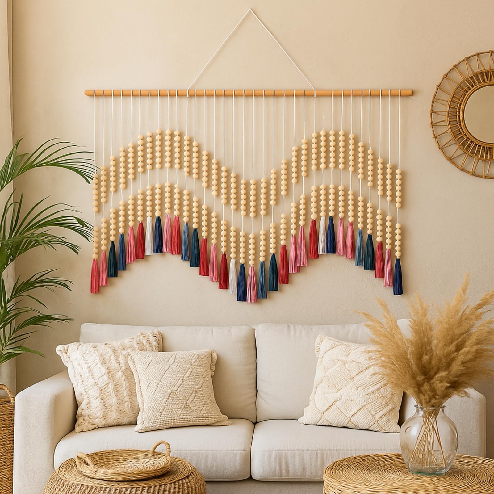 Tiamon Boho Wall Decor – 59" W x 42" L Macrame Wall Hanging Large Tapestry …