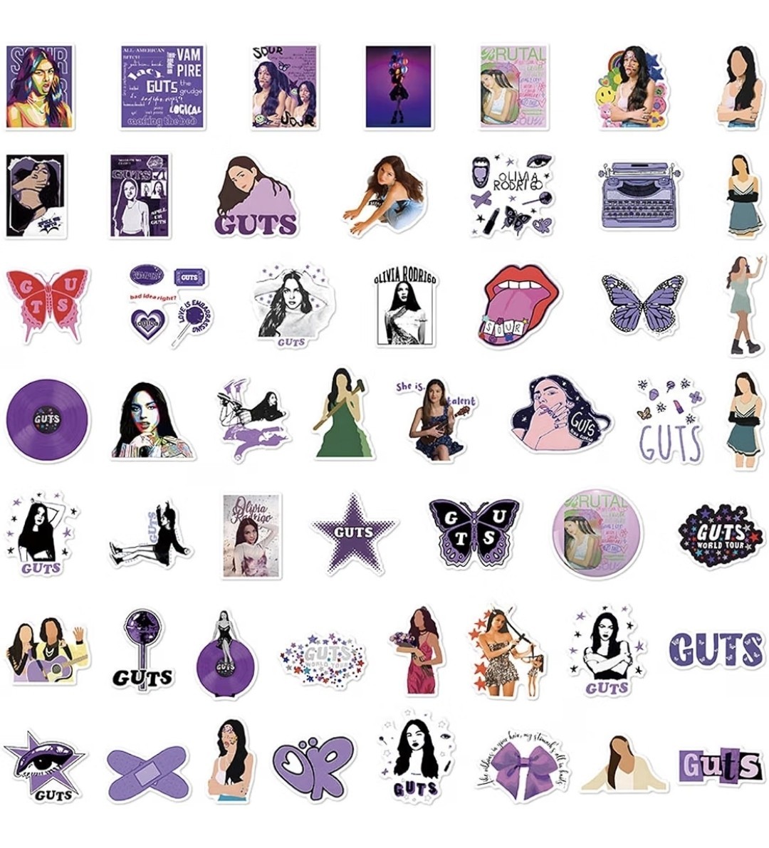 50pc Olivia Rodrigo Stickers Assorted Aesthetic – Vinyl Decals