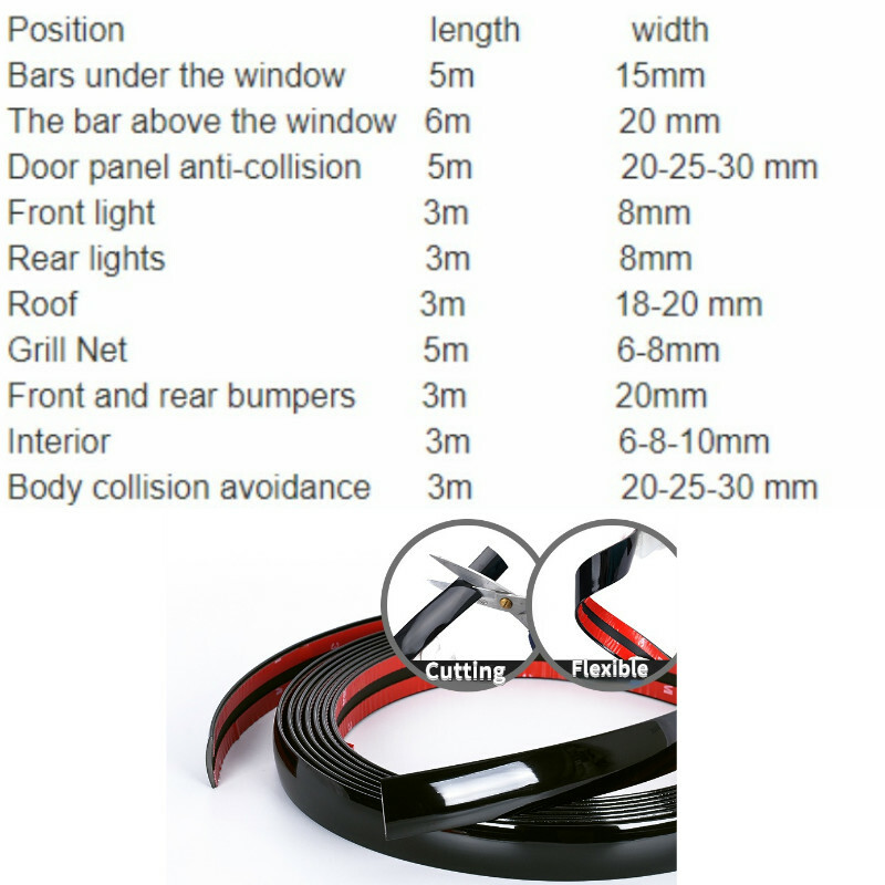 Car-Styling Car Moulding Trim Strip PVC DIY Door Edge Scratch Protector 3 Meter