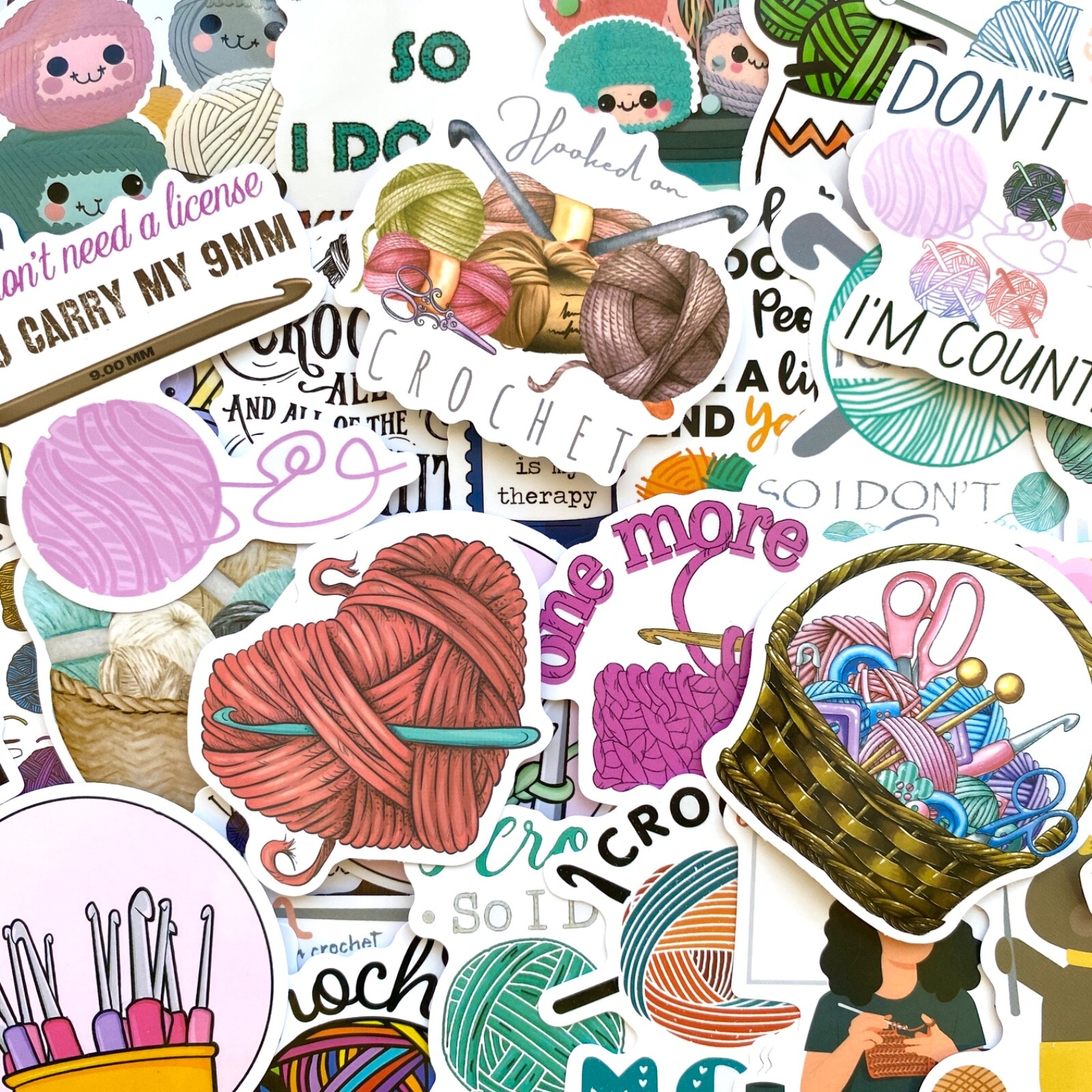 5-100 pcs Crochet Knitting Stickers, Aesthetic Stitch Pattern Car Laptop Decals