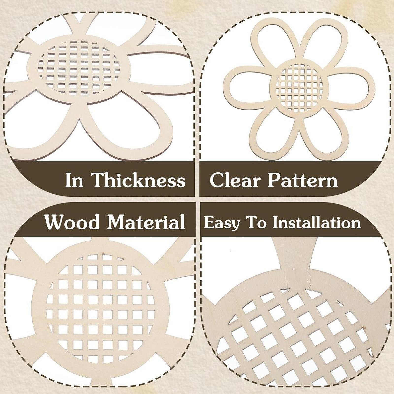 5 Pieces Wooden Flower Nursery Decor Flower Wall Decals Hanging Plaque Boho