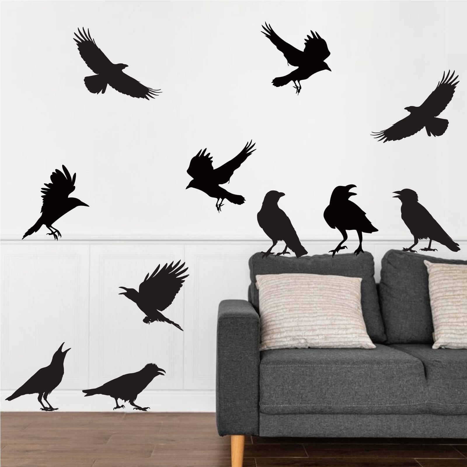 Halloween Wall Stickers Black Crow Wall Decals Removable Room Mural Stickers …