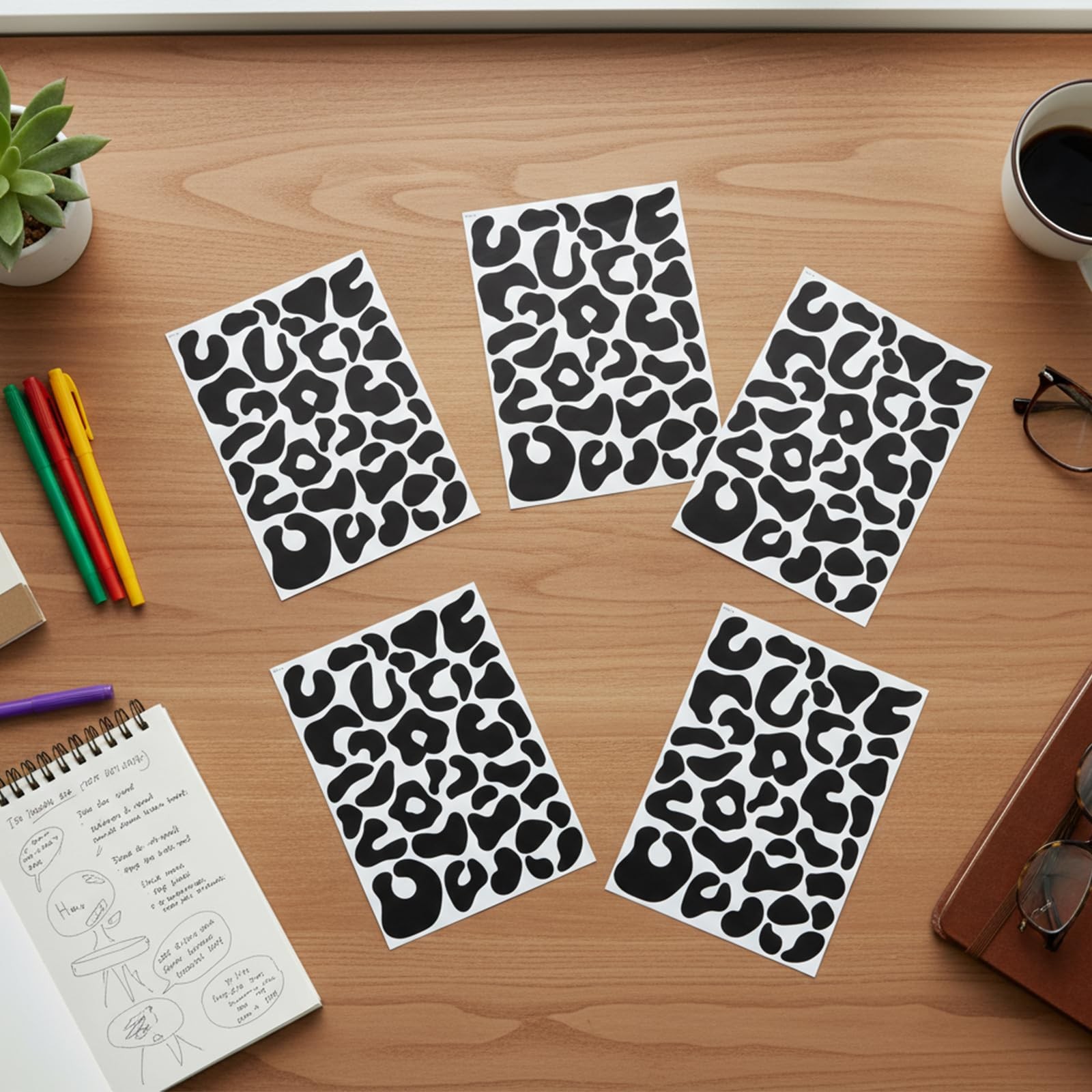 360 PCS Black Leopard Print Stickers, Cheetah Print Stickers Removable Vinyl …