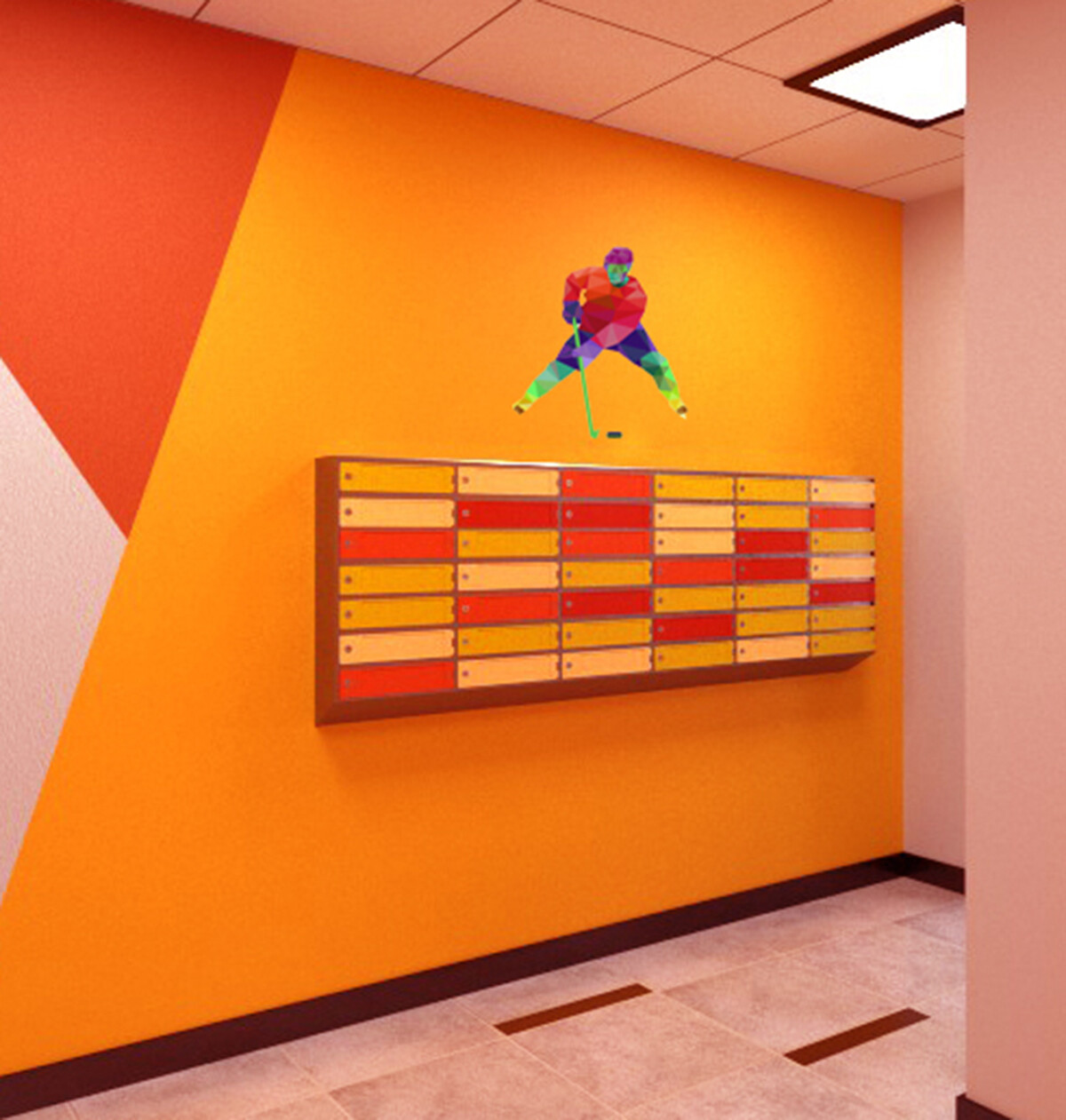 Hockey player Sticker, Sport Decal, Polygonal Gym Home Decor, Hockey Wall Art