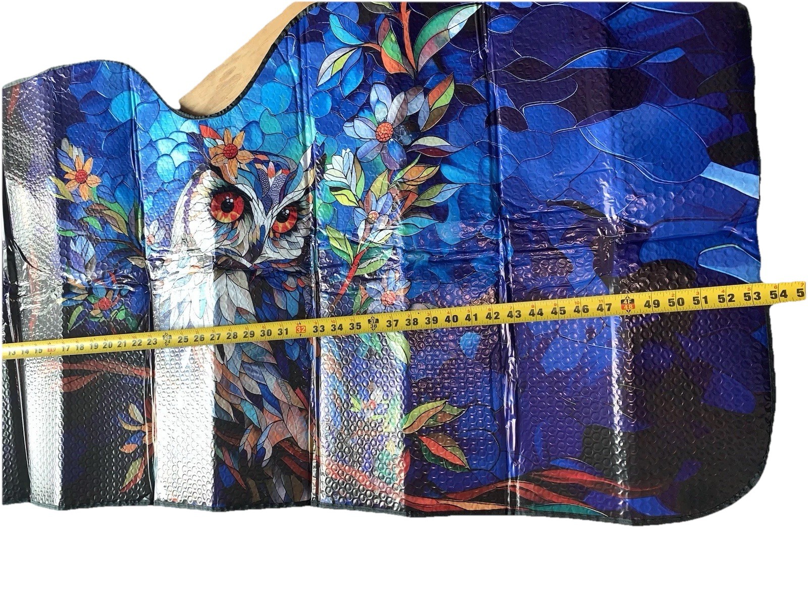 Owl Mosaic Colorful Car Windshield Sun Shade UV Block Foldable Visor 54" X 27"