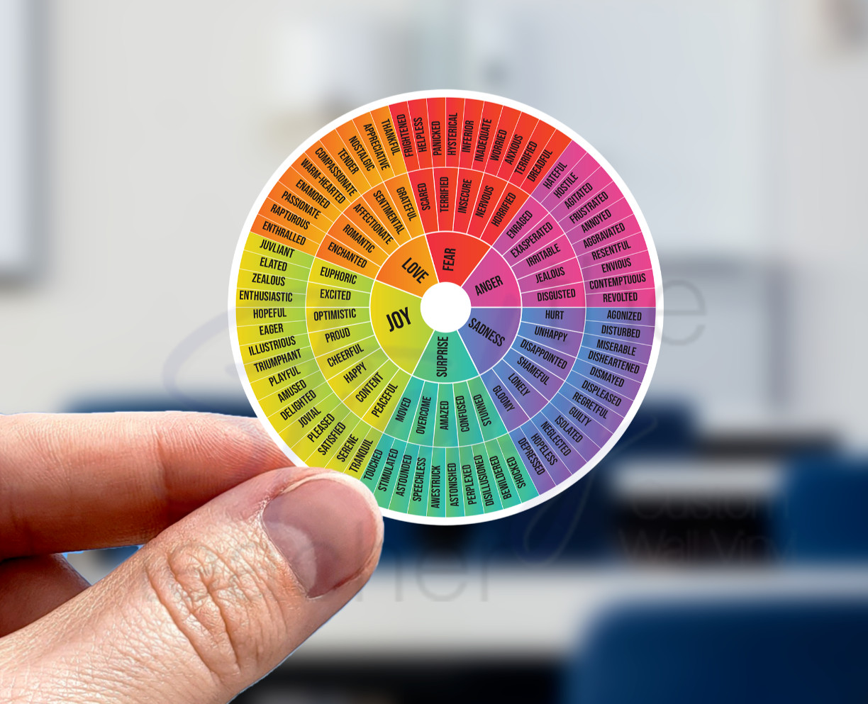 Feelings wheel sticker – Emotions Wheel Therapist Sticker Counselor Sticker