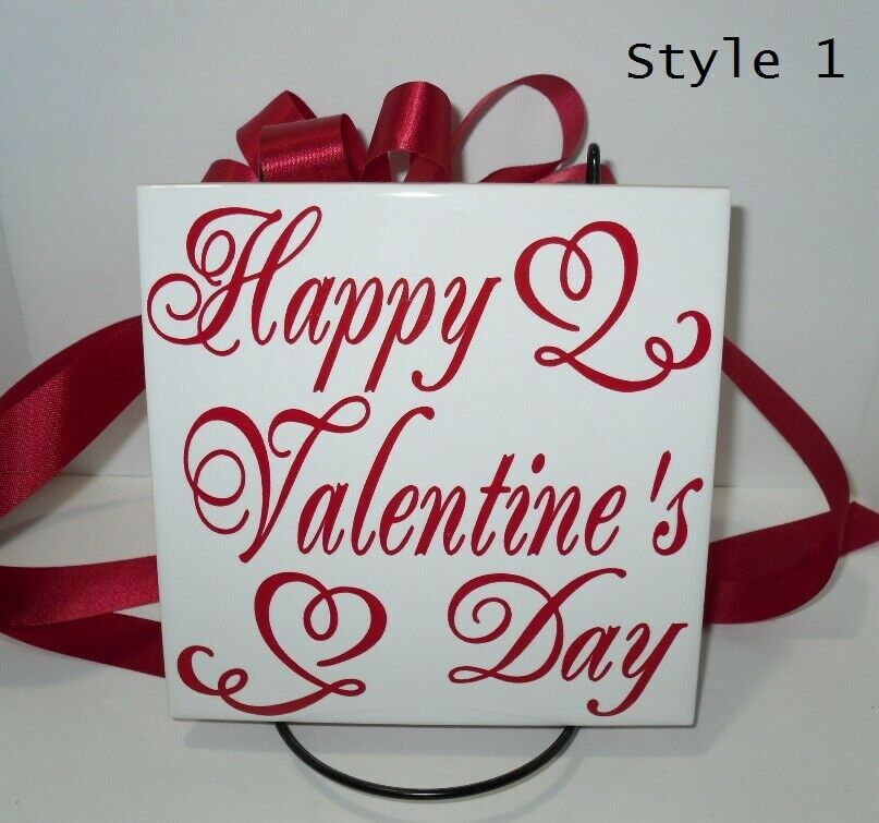 Happy Valentine's Day decal sticker for DIY 8" glass block or tile