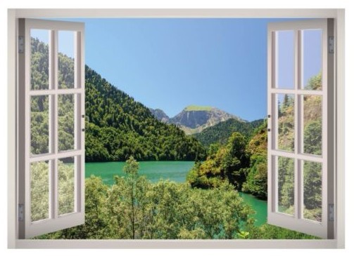 Nature Landscape View Window 3D Wall Decal Art Mural Decor Canvas Vinyl W145