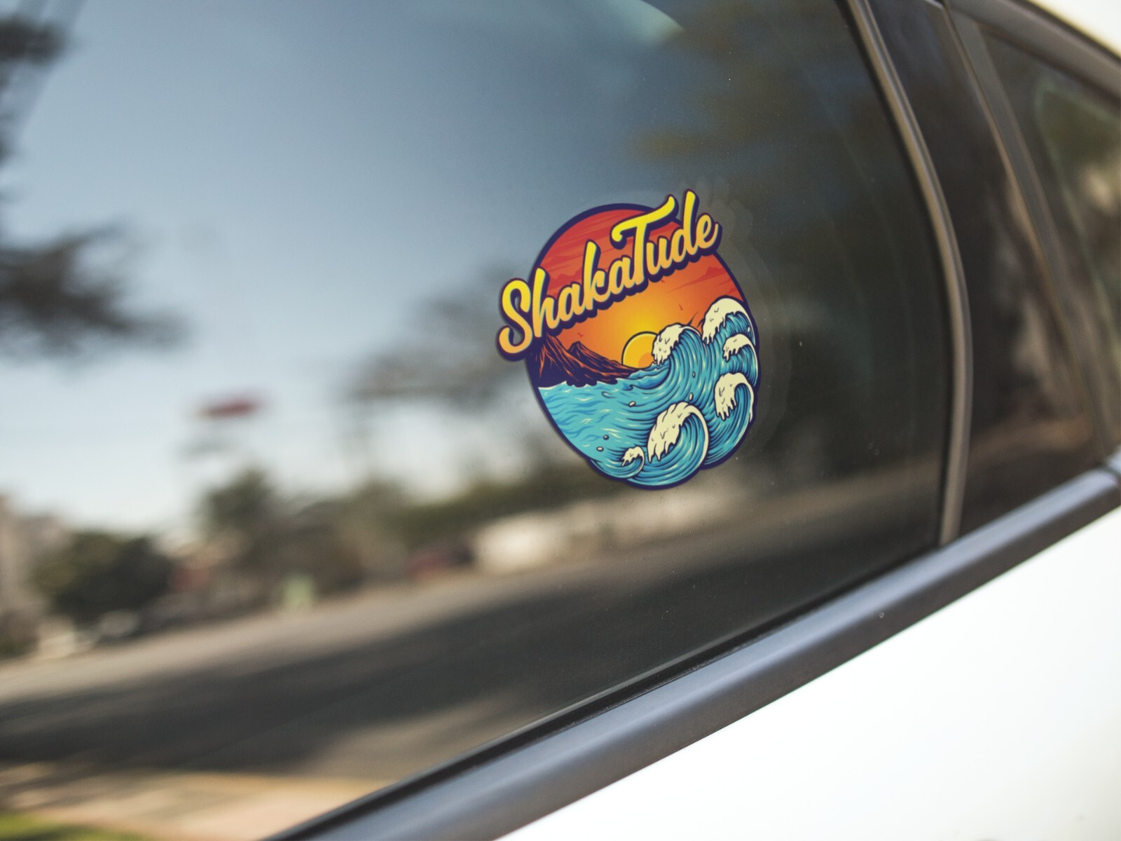 Sun & Waves ShakaTude Sticker Decal Good Vibes Hang Loose Hawaii Aloha Surfing