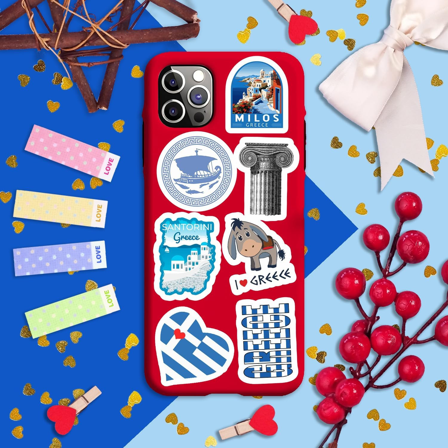 Greece Stickers for Water Bottle and Laptop – Greece Decorations and Party Favor