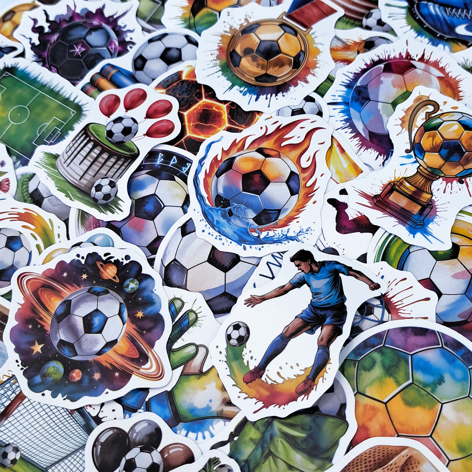 50 PCS Soccer Fan Sticker Pack Football Ball Jersey Goal Trophy Coach Gift