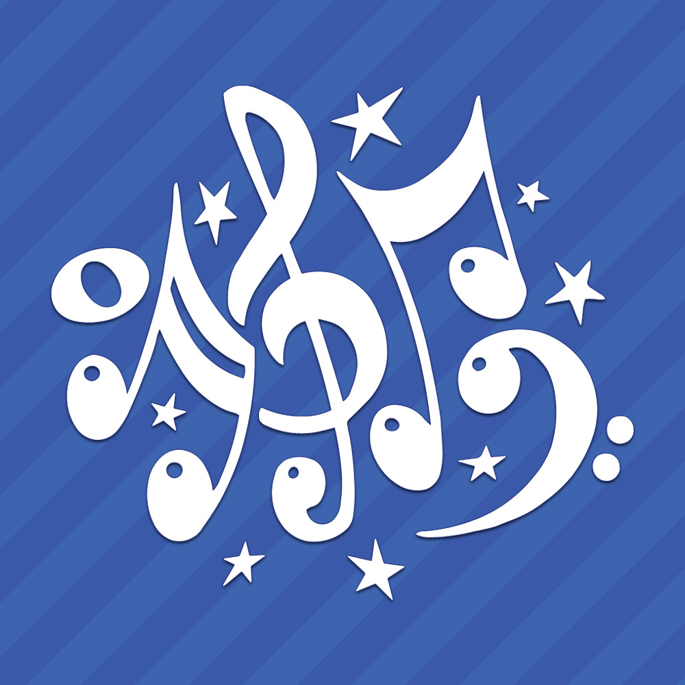 Music Notes and Stars Vinyl Decal Sticker