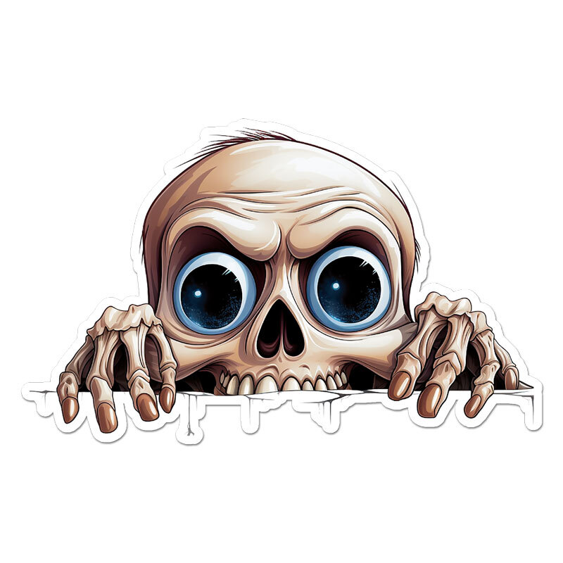 Skull Peeking, Vinyl Decal Sticker, Indoor Outdoor, 3 Sizes, #11988