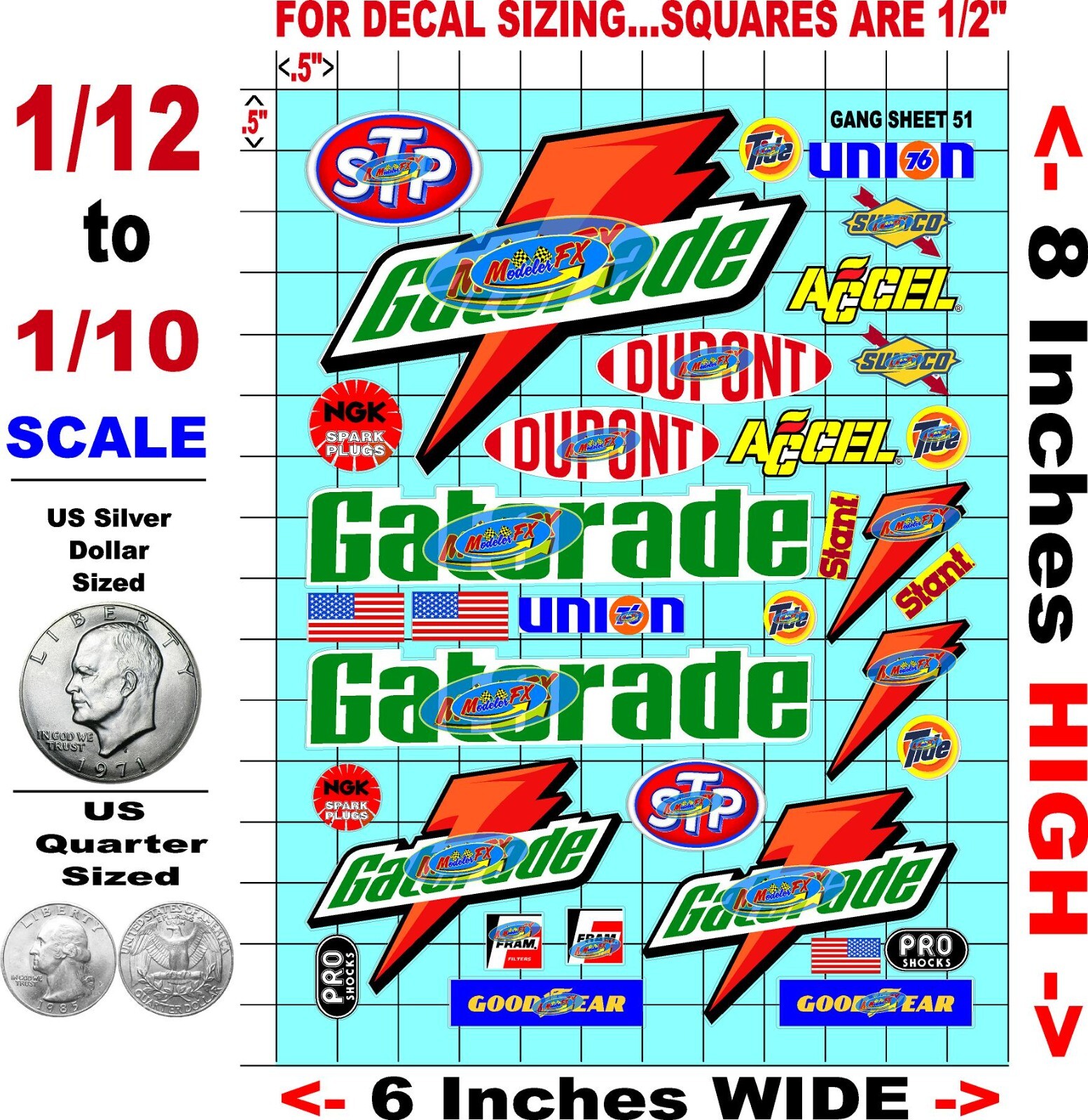 Clear Matte Finish Vinyl Sticker Sheet#51 -R/C MODEL Decalfits 1/10-1/16 Scale