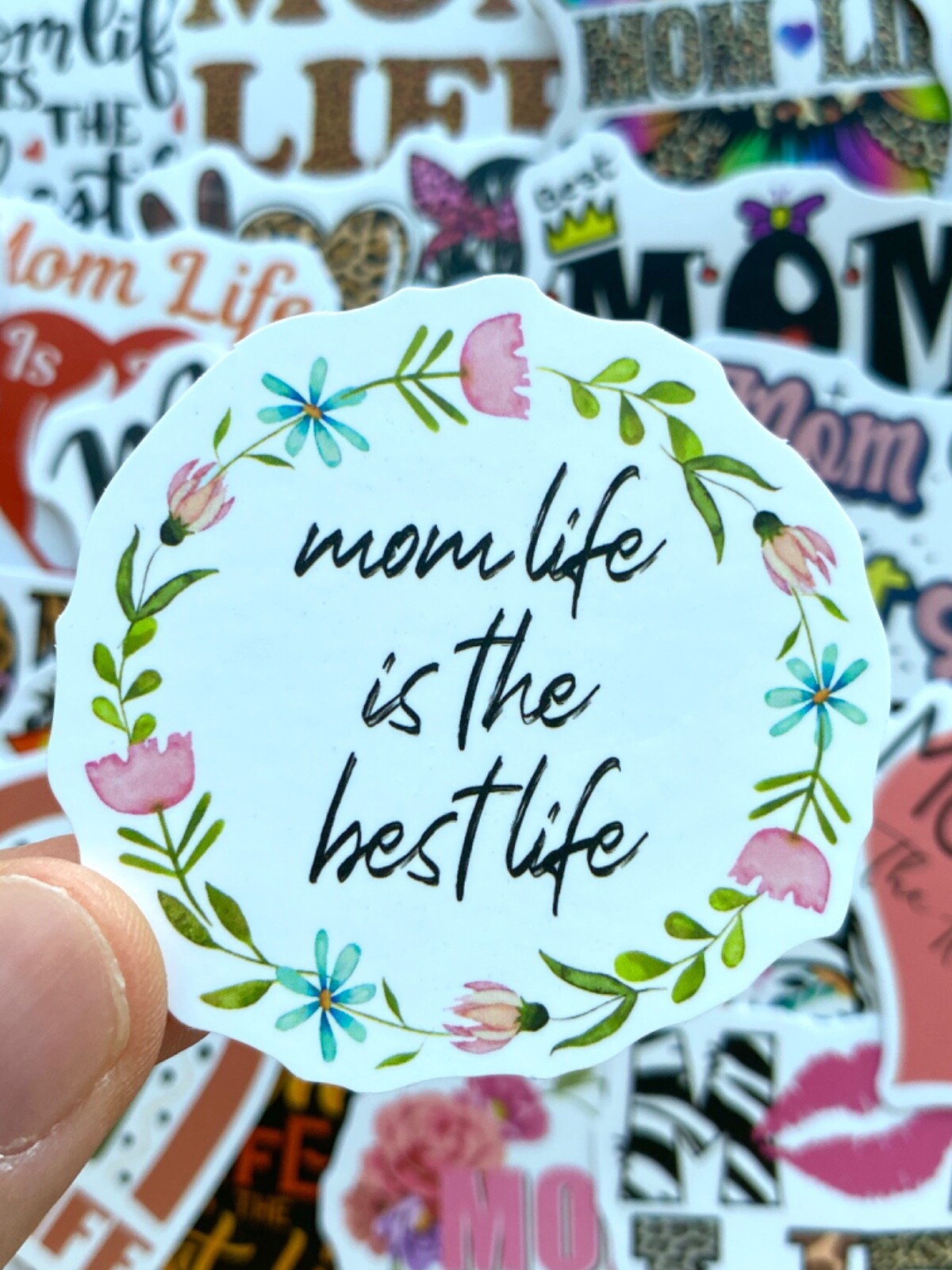 5-50 pcs Mom Life Stickers, Love Mom Vinyl Laptop Phone Decals Stocking Stuffer