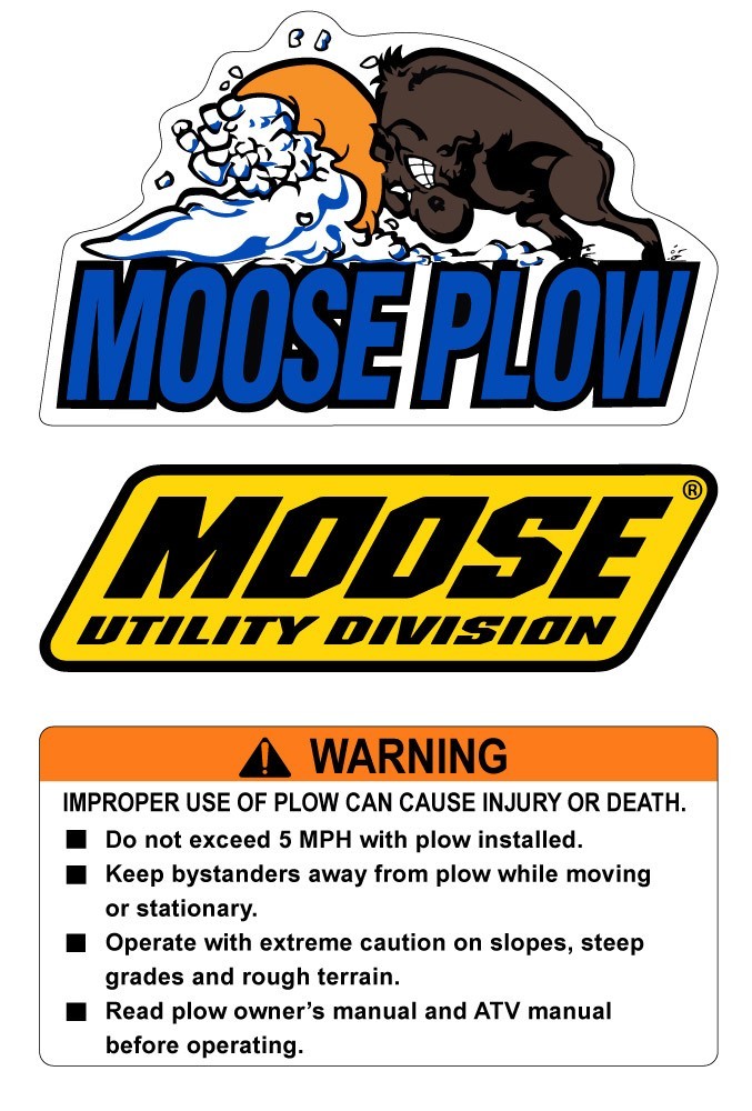 Moose Plow Offroad Utility Decal and Warning Logo Graphic Renew Kit