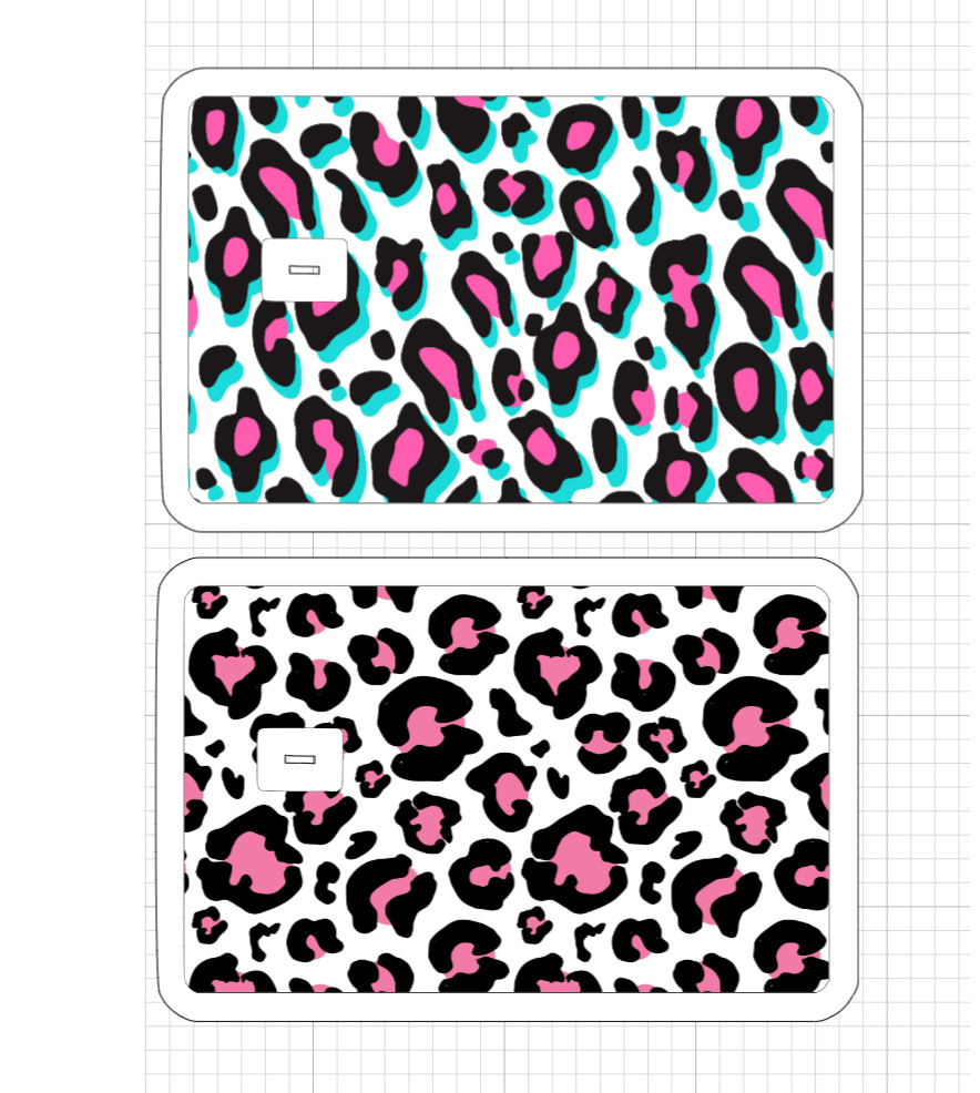 Leopard Print ATM Debit Credit Card Skin Sticker Blue Pink Brown Cat Bonus
