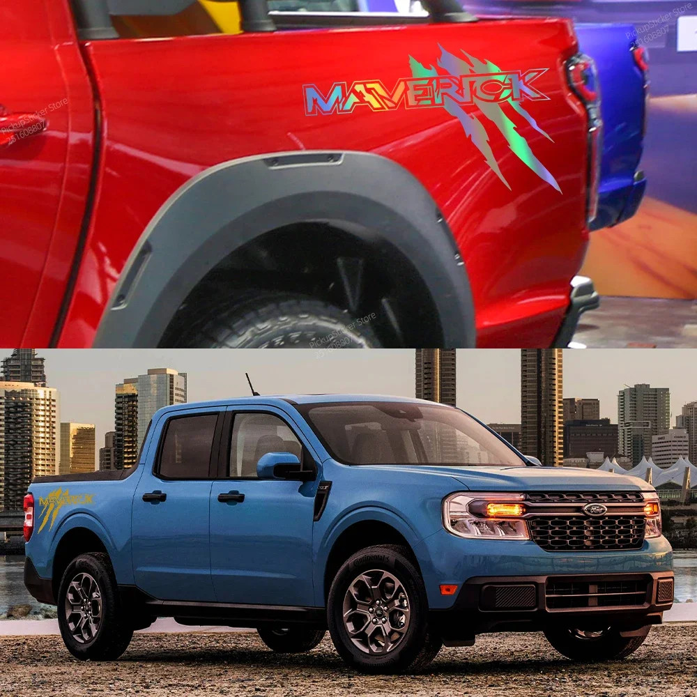 Aftermarket Ford Maverick Claw Style Pickup Bed Side Graphic Kit – Vinyl Decal (