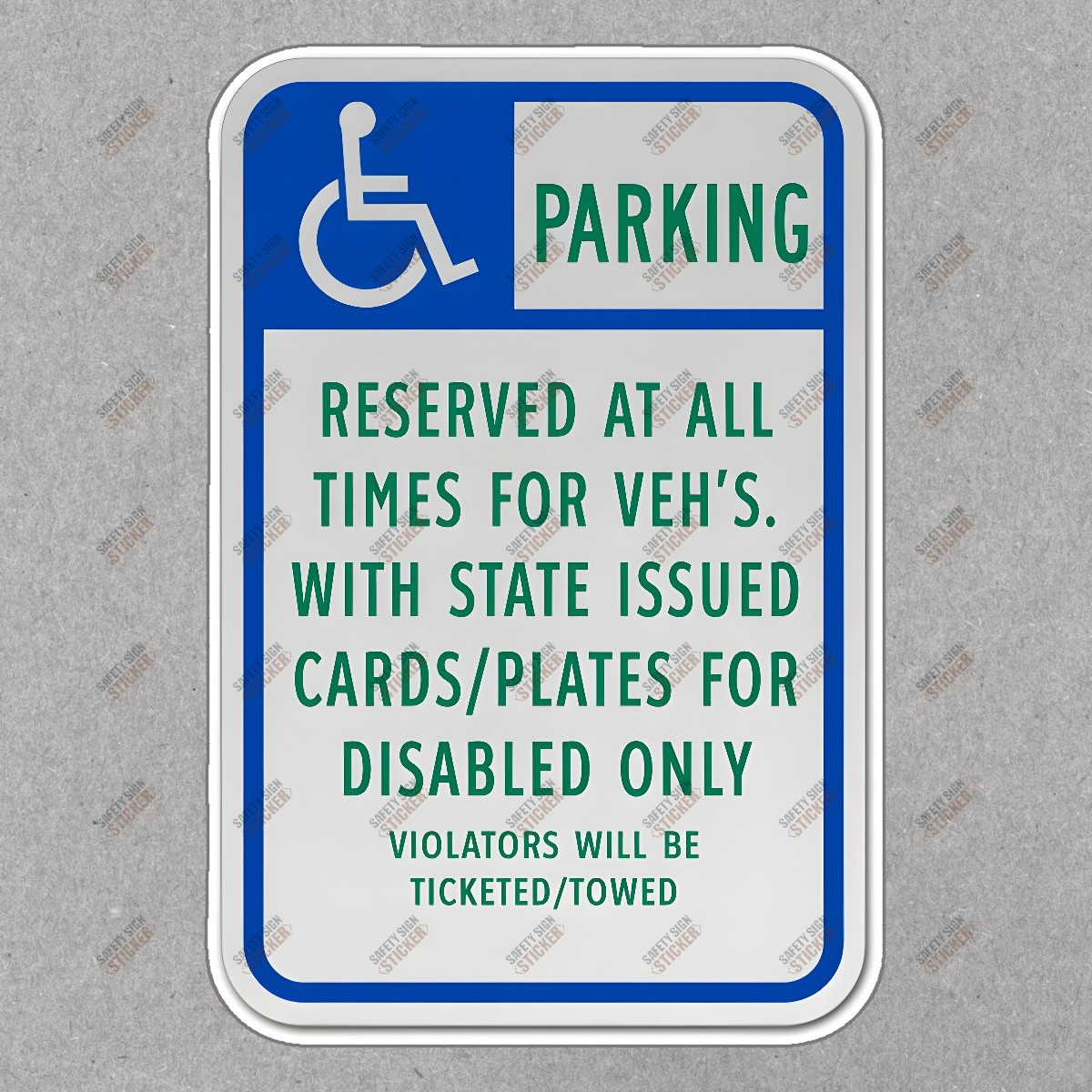 Handicap Parking Sign Reserved for Disabled Vehicles Compliant Safety #958159