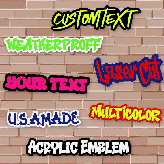 1X Custom Graffiti Font Acrylic Emblem Multicolor Personalized Car text Badge