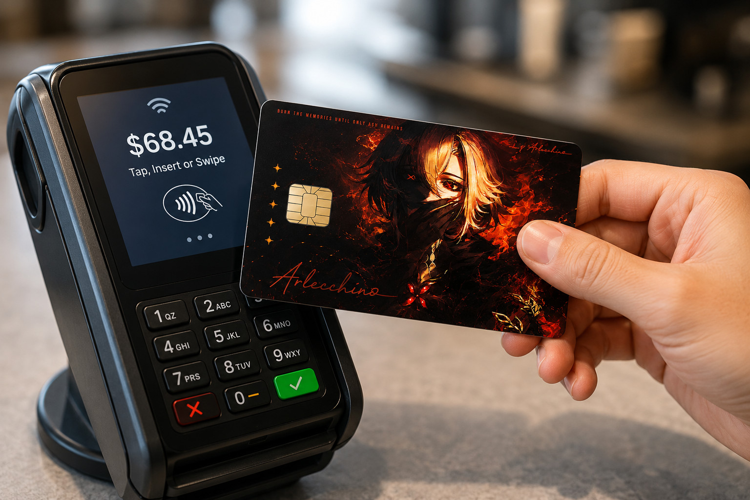 Genshin Impact Crimson Arlecchino Portrait Debit Card Credit Card Skin