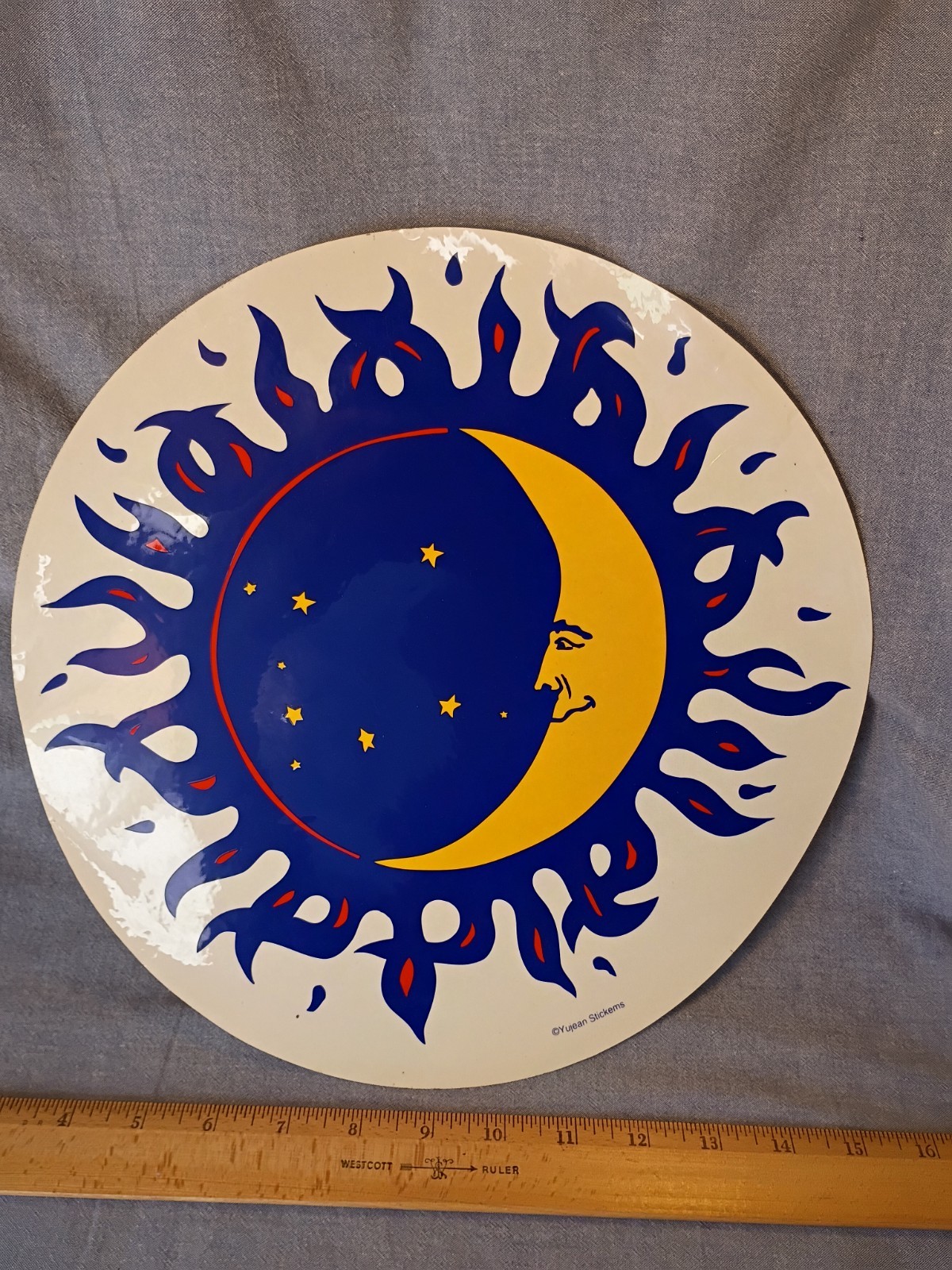 Vintage Yujean Stickems Moon And Sun Sticker 12in. NOS