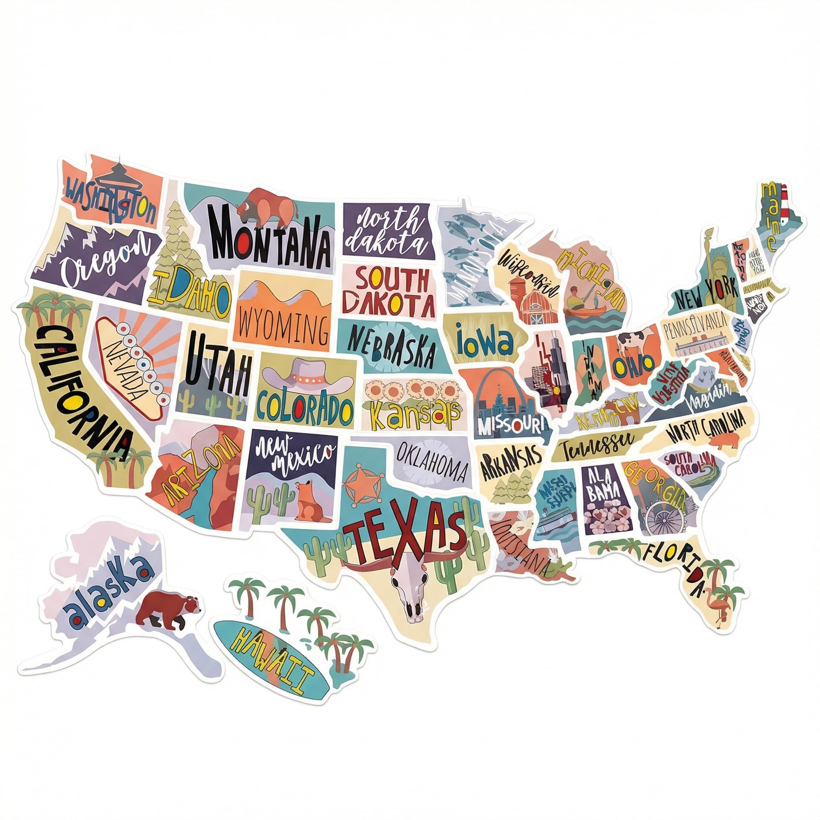 USA Sticker Map 11” x 17” – Travel Map for RV Interior Décor, Track States &